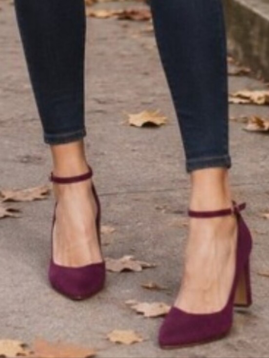 Cole Haan Shoes - Cole Haan Wine Suede Ankle Strap Block Heel Rubber Sole Cushioned Insole Size 10